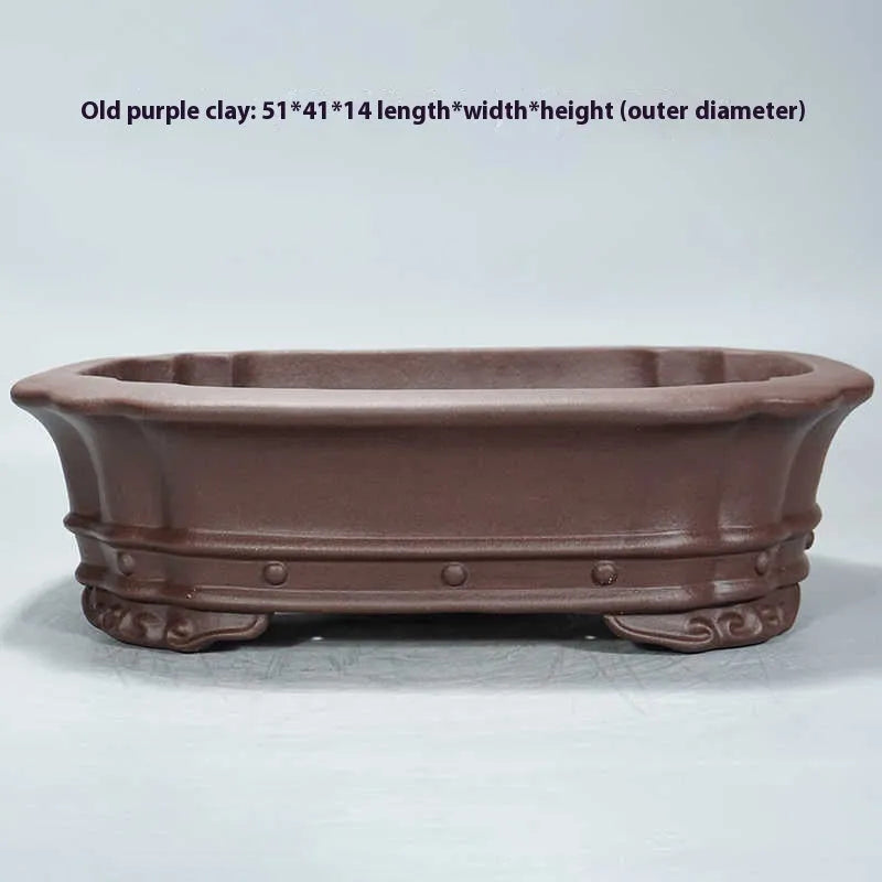 Purple sand handmade rectangular antique flower pot for desktop plants