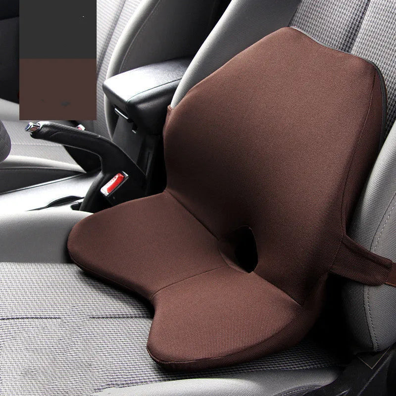 Car memory foam waist support cushion shown in available colour options