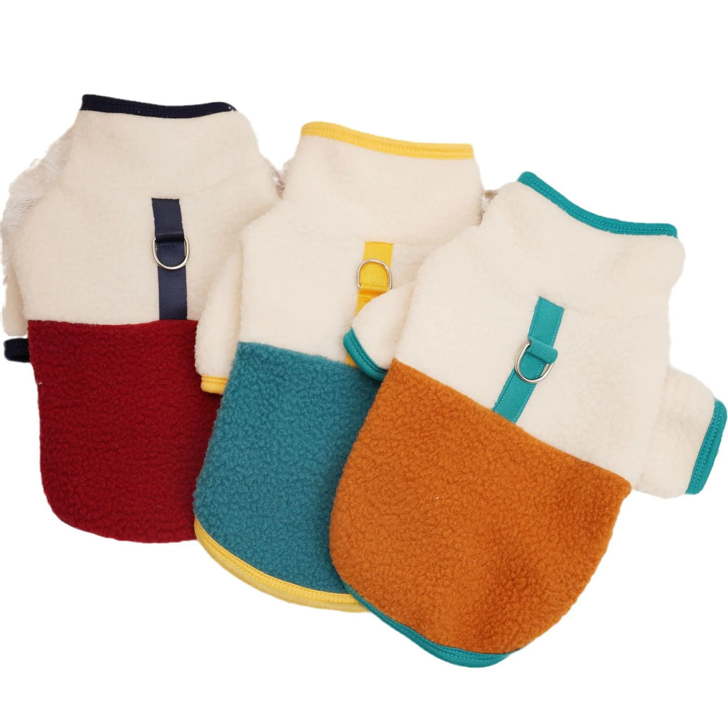 Pet wearing lambswool berber fleece sweatshirt in caramel colour for autumn winter warmth