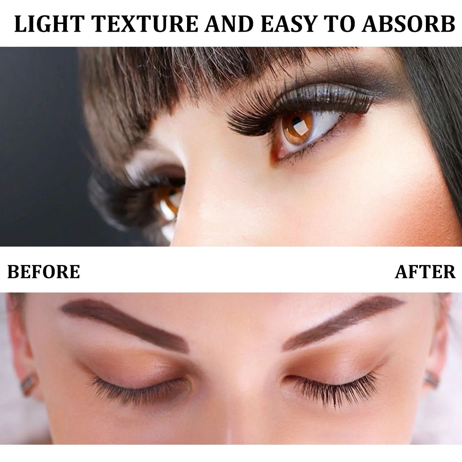 3ml keratin eyelash growth serum in dropper bottle with brush applicator for lash and brow conditioning