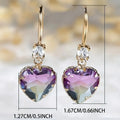 Coloured glass crystal heart earrings for women showing four colour variations