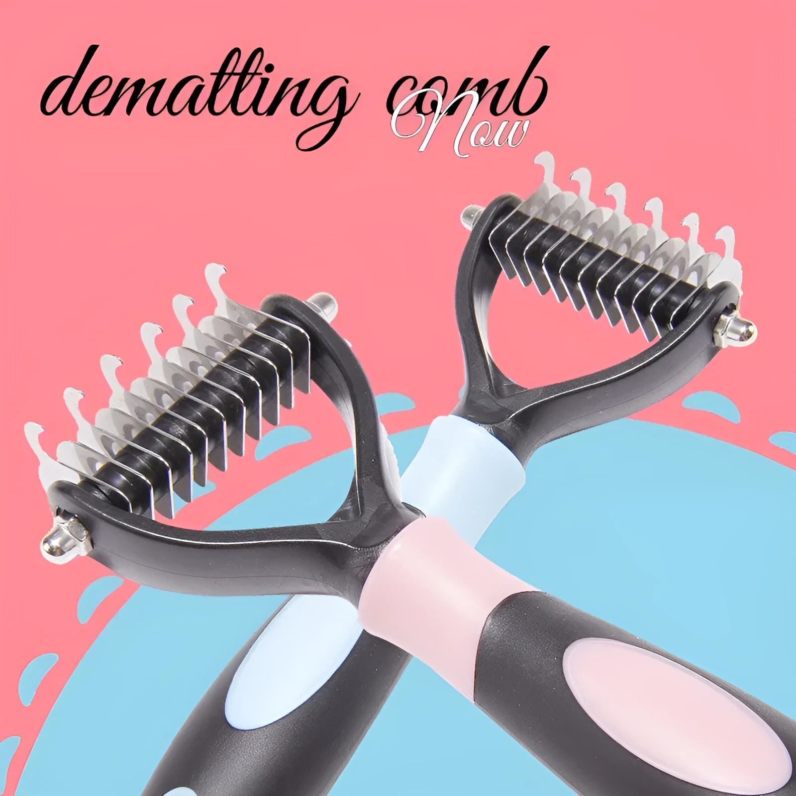 Stainless steel pets dematting comb in blue for removing tangles from medium and long-haired dogs and cats