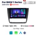 9-inch Android car navigation touchscreen unit for BMW E87 vehicle dashboard.