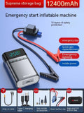 Aluminium alloy car jump starter power bank with EVA case, battery clips, and air nozzle