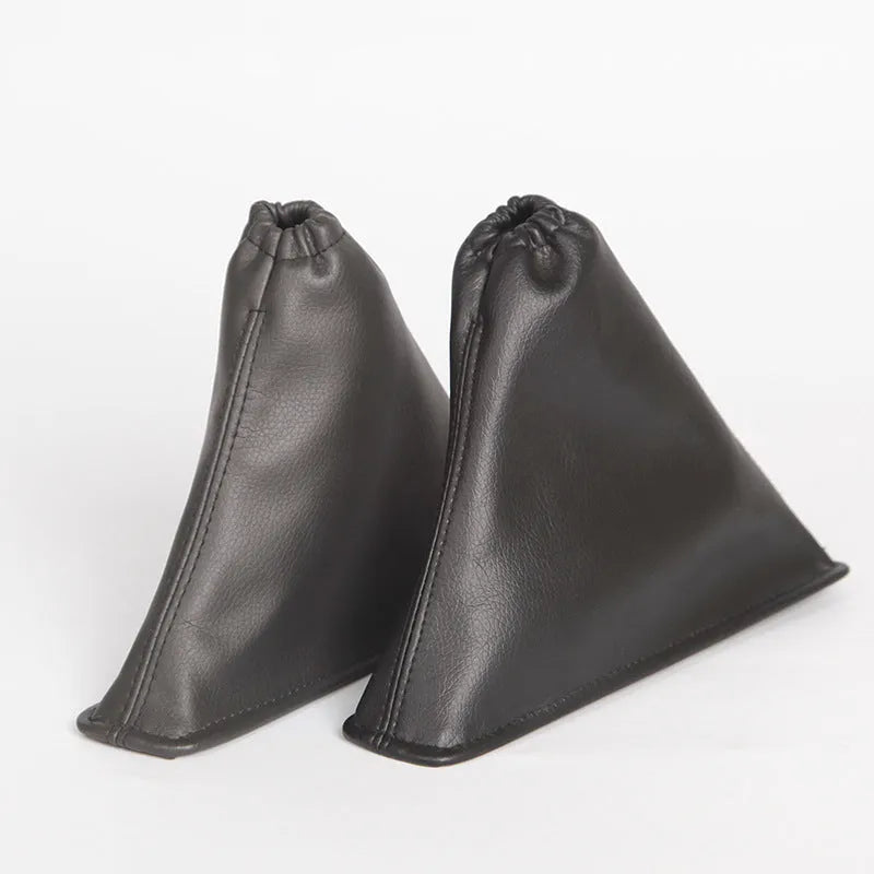 Black leather gear shift dust cover for Toyota Corolla showing 15.2 cm length