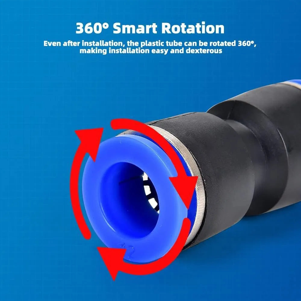 60 piece pneumatic push-in connector set showing R1/4 and R1/2 alloy plastic fittings