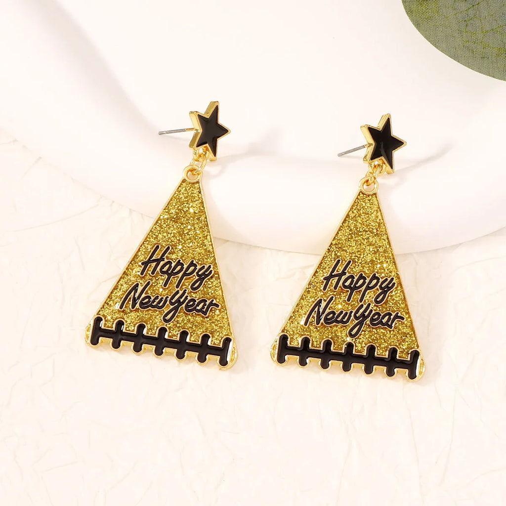 New Year tree girl gift earrings for women in pink, green, gray, yellow, and red zinc alloy