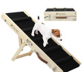 Wooden adjustable pet dog ladder foldable non-slip ramp in wood colour for safe pet access