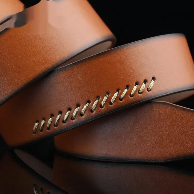 Men's imitation leather casual belt with alloy pin buckle in black, shown at 110cm length