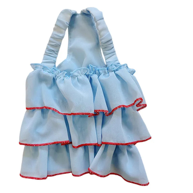 Thin polyester cartoon suspender skirt pet princess dress for small dogs summer wear