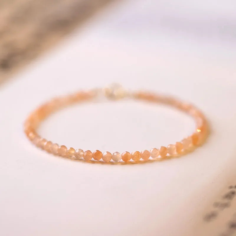 Sunstone crystal fortune bracelet with 3mm ultra-thin beads in three sizes