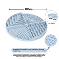 Round silicone slow food mat in light blue with geometric wave pattern, 20cm, for pets