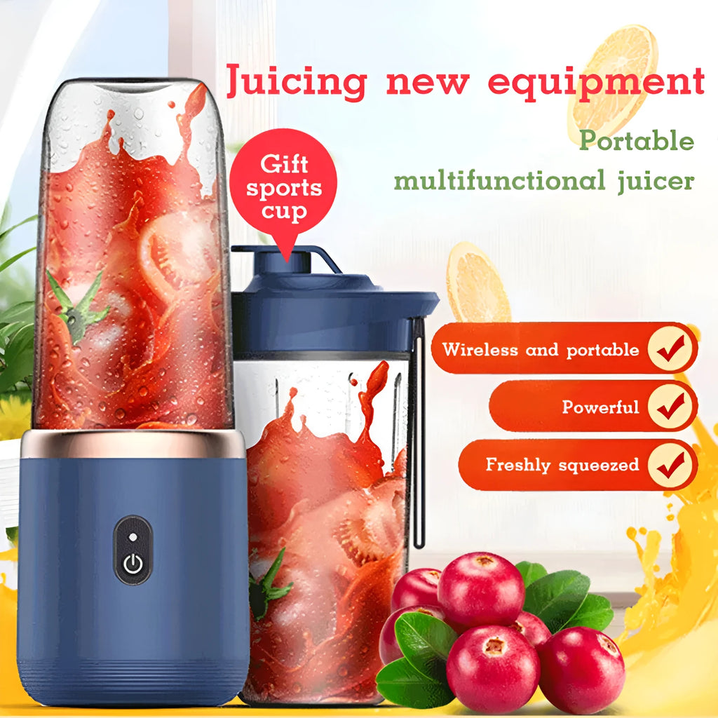 Tunisian dark blue portable USB blender with six blades and 400ml capacity cup