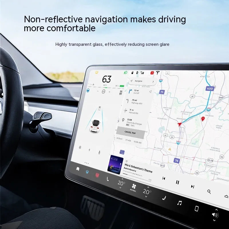 Huanxin 15.6 HD tempered glass screen protector for Tesla Model 3 and Model Y central display, white packaging with film applicator