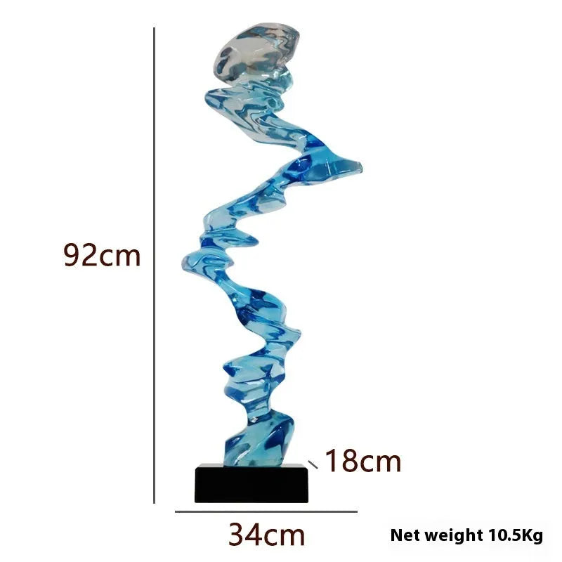 Abstract minimalist resin ornament in metallic colours for modern interior decoration