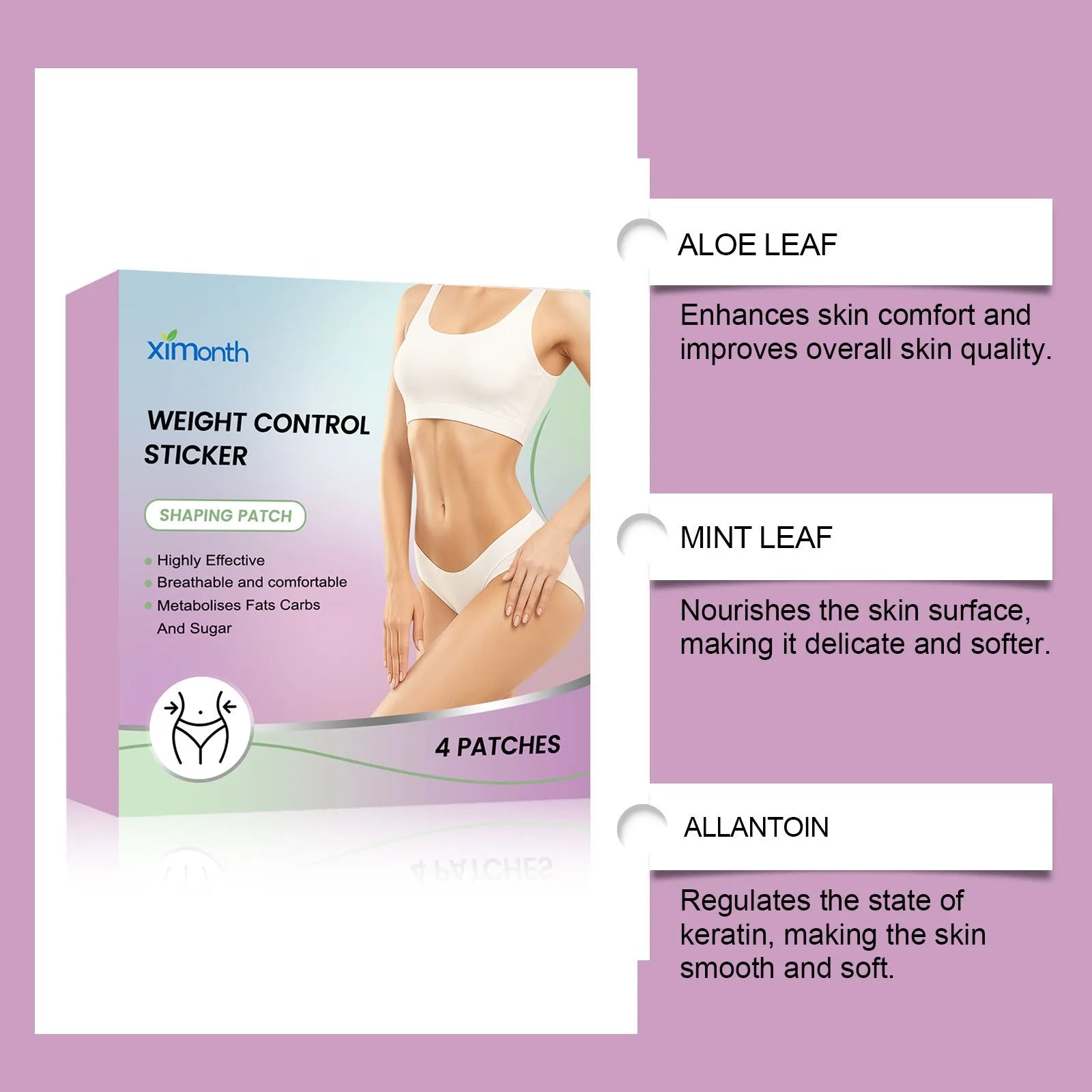 Four microneedle hydrogel body care patches with aloe and mint extracts in individual packaging
