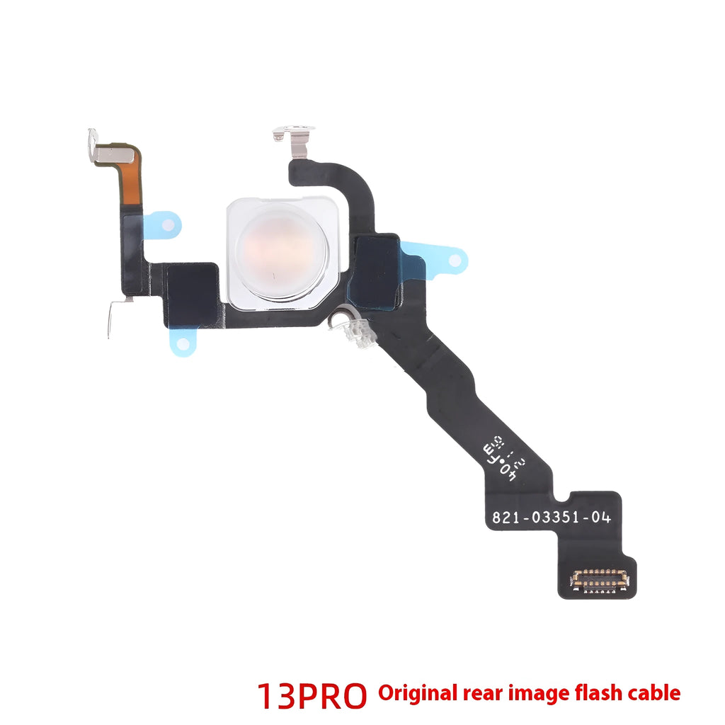 Original iPhone 13 Pro rear flashlight cable on white background
