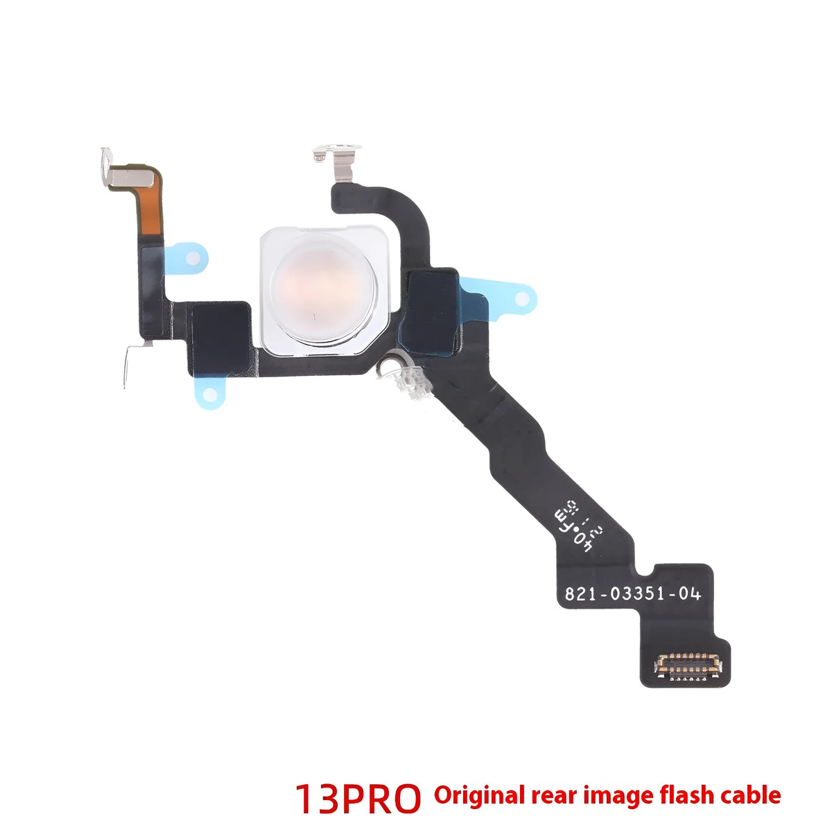 Original iPhone 13 Pro rear flashlight cable on white background