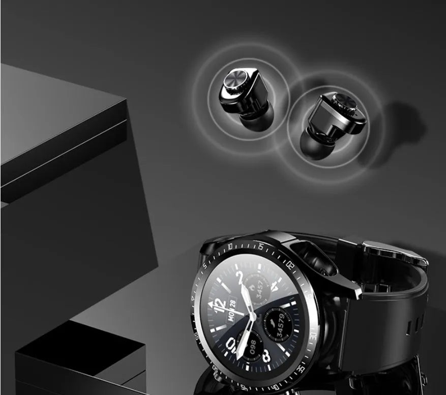 Black smart watch with health monitoring on silicone wrist strap showing blood pressure and oxygen tracking display