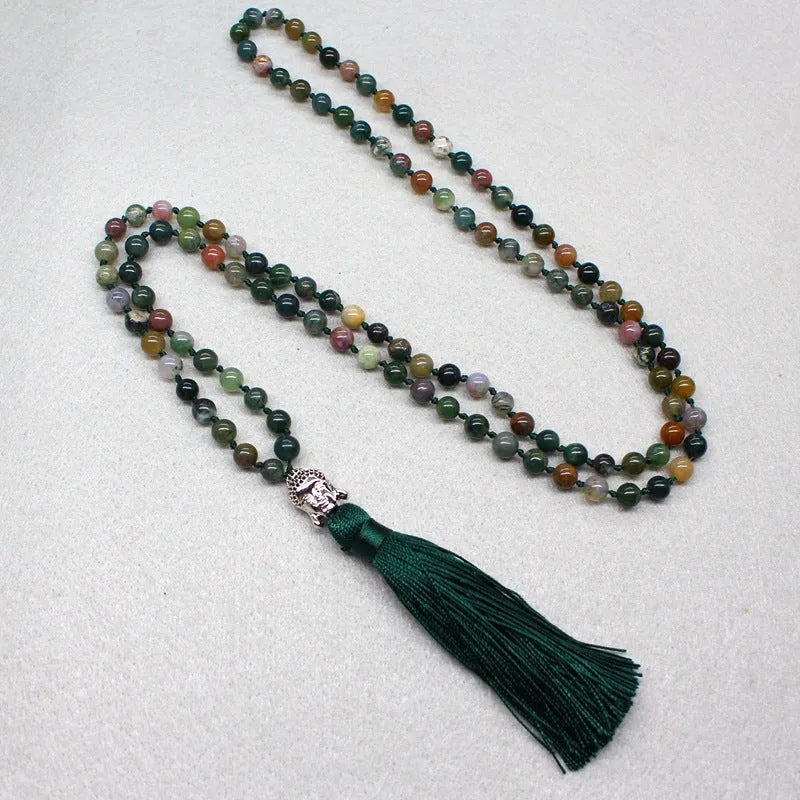 Natural agate bracelet with 108 geometric 6mm beads for blessing rituals and business gifts