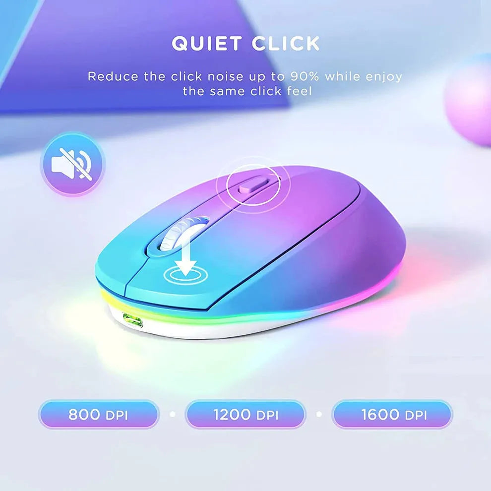 Ultra-lightweight 24g wireless rechargeable mouse in assorted colours on a desk