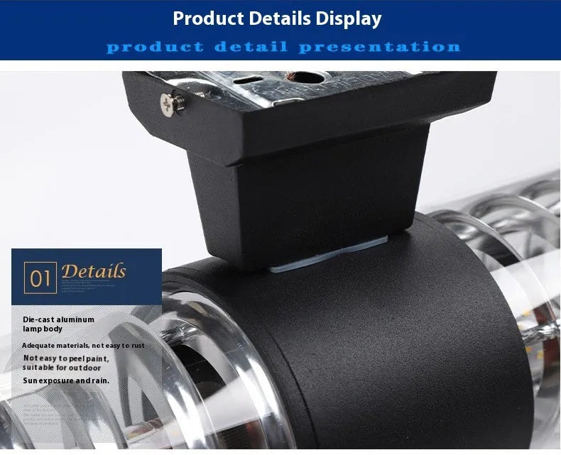 Outdoor waterproof wall lamp double head up and down aluminium E27 holder 312mm height
