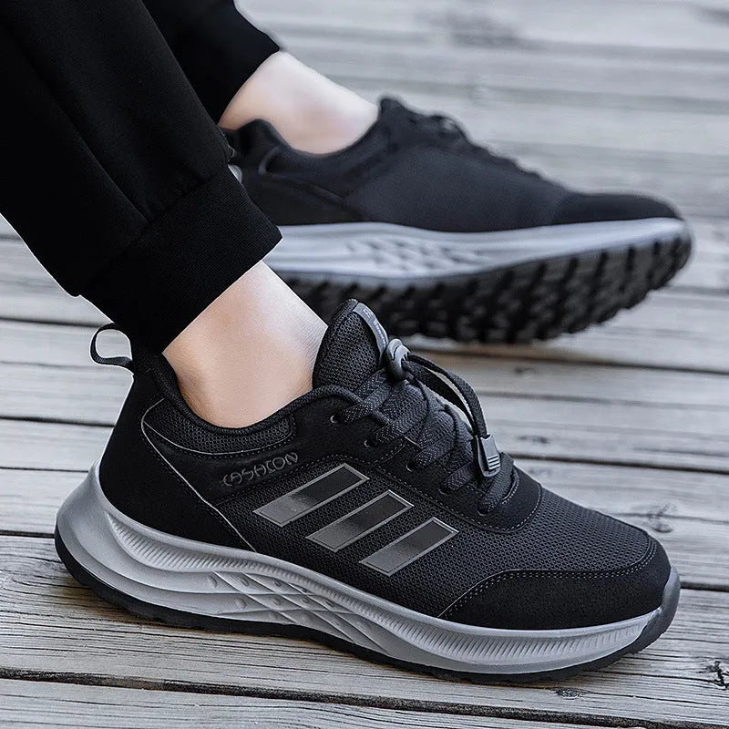 Breathable mesh elastic slip-on shoes for men and women in various colours on a non-slip sole.