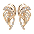 Gold-plated U-shaped ear clasps with wing design featuring micro-inlaid artificial gemstones
