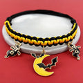 Halloween pet collar decoration with hand-woven zinc alloy geometric charm on adjustable collar