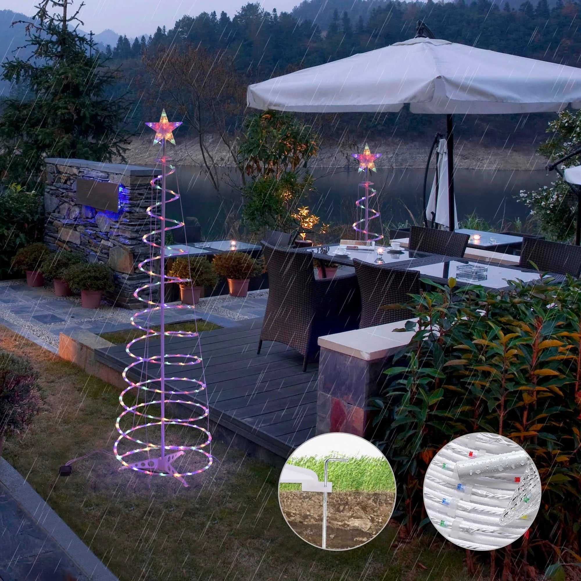 6-foot tall LED spiral Christmas tree light with remote control on detachable stand