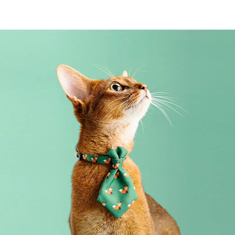 Adjustable dog collar with necktie and bow tie, 18-30cm neck, polyester and POM, multiple colours.