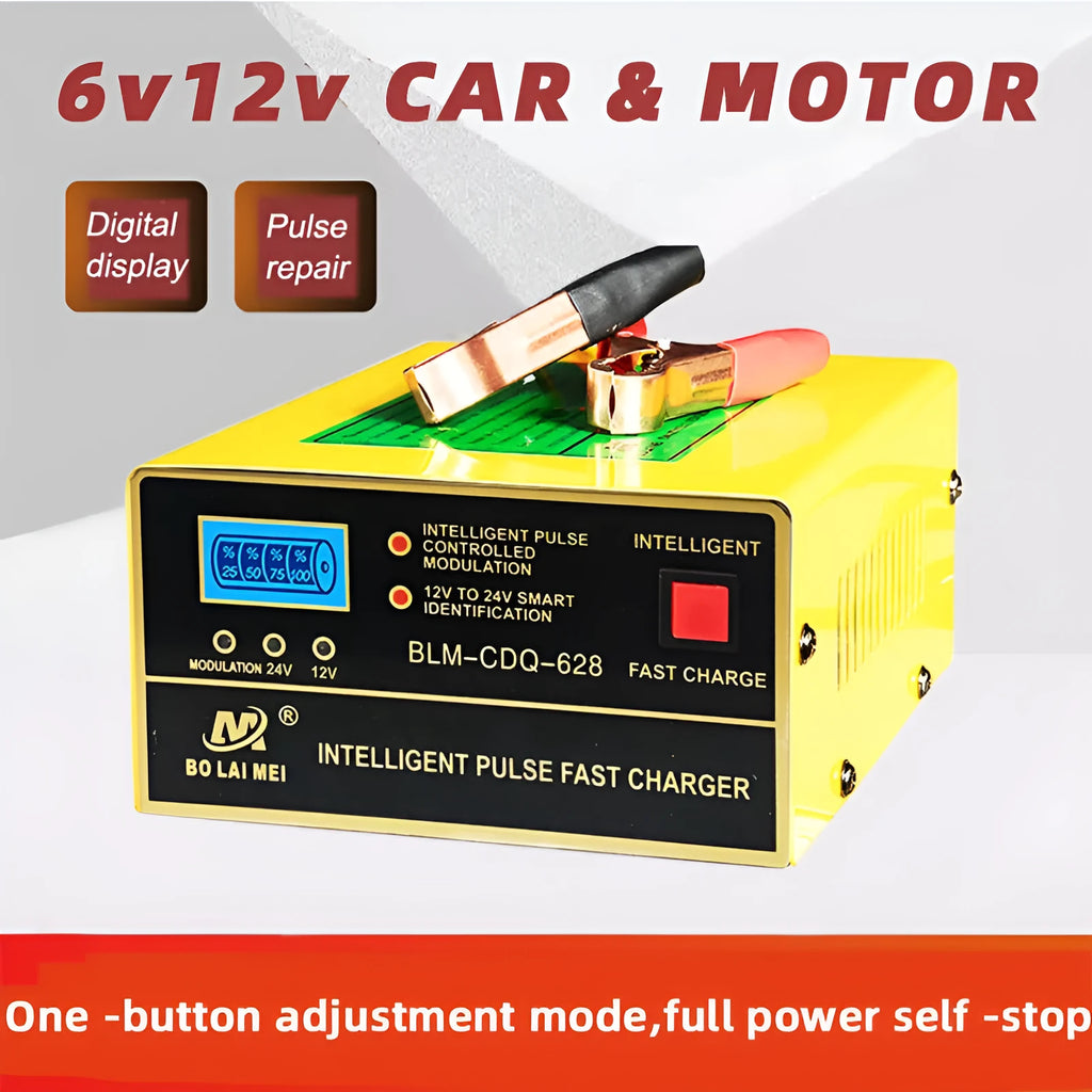 BT 168 model car battery charger with American plug for 12V and 24V lead acid batteries