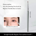 Angled bend head eyeliner makeup brush with metal ferrule on a 3.8 cm handle.