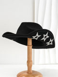 Beige woven polyester western-style top hat with a conical crown on a neutral background.