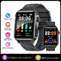 Bluetooth calling health monitoring smart watch with heart rate blood pressure sleep tracking in black tape strap