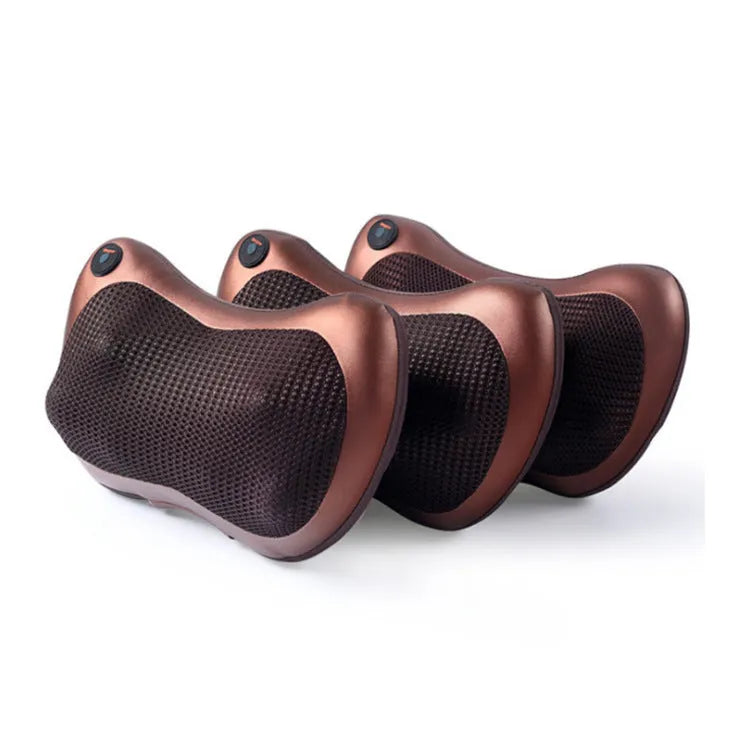 Smart shoulder neck massager pillow with 8 massage heads in genuine leather fabric
