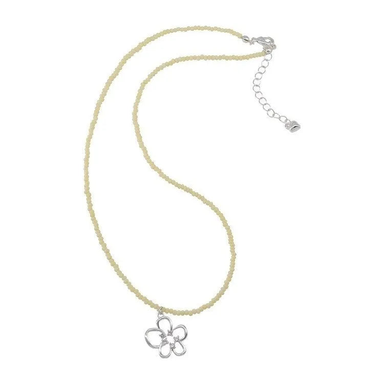 Women's colourful beaded hollow flower necklace with U-shaped pendant and Korean style design