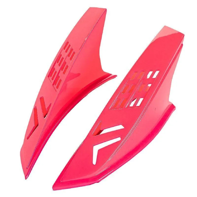 Pair of colourful decorative horns for customising a children's full-face motorcycle or ski helmet.
