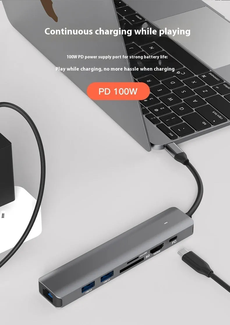 LQT-LH07 7-in-1 USB card reader and PD charging hub for laptops