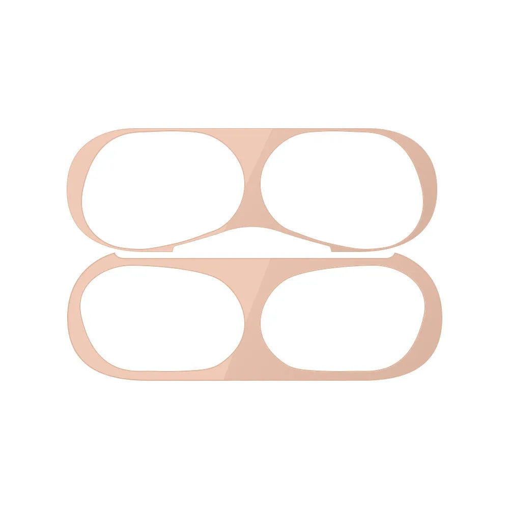 Electroplated metal sticker headphone film for Apple AirPods Pro 2 in gold, dustproof and fingerprint-proof.
