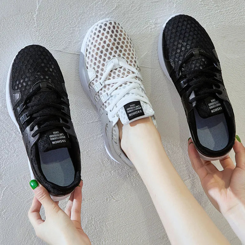 Breathable hollow-out casual sneaker in mesh construction with round toe and low-top design