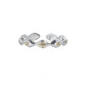 Buccherati brushed star ring in silver gold electroplated finish with adjustable opening on a white background