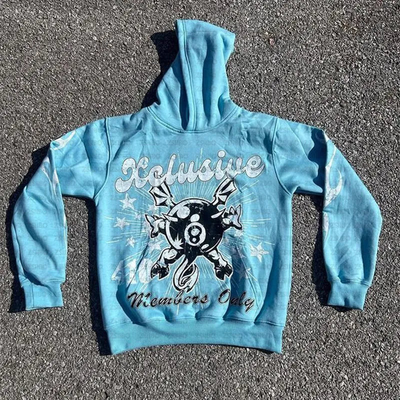 Loose fit personalised letter print pullover in street hipster style with front pocket