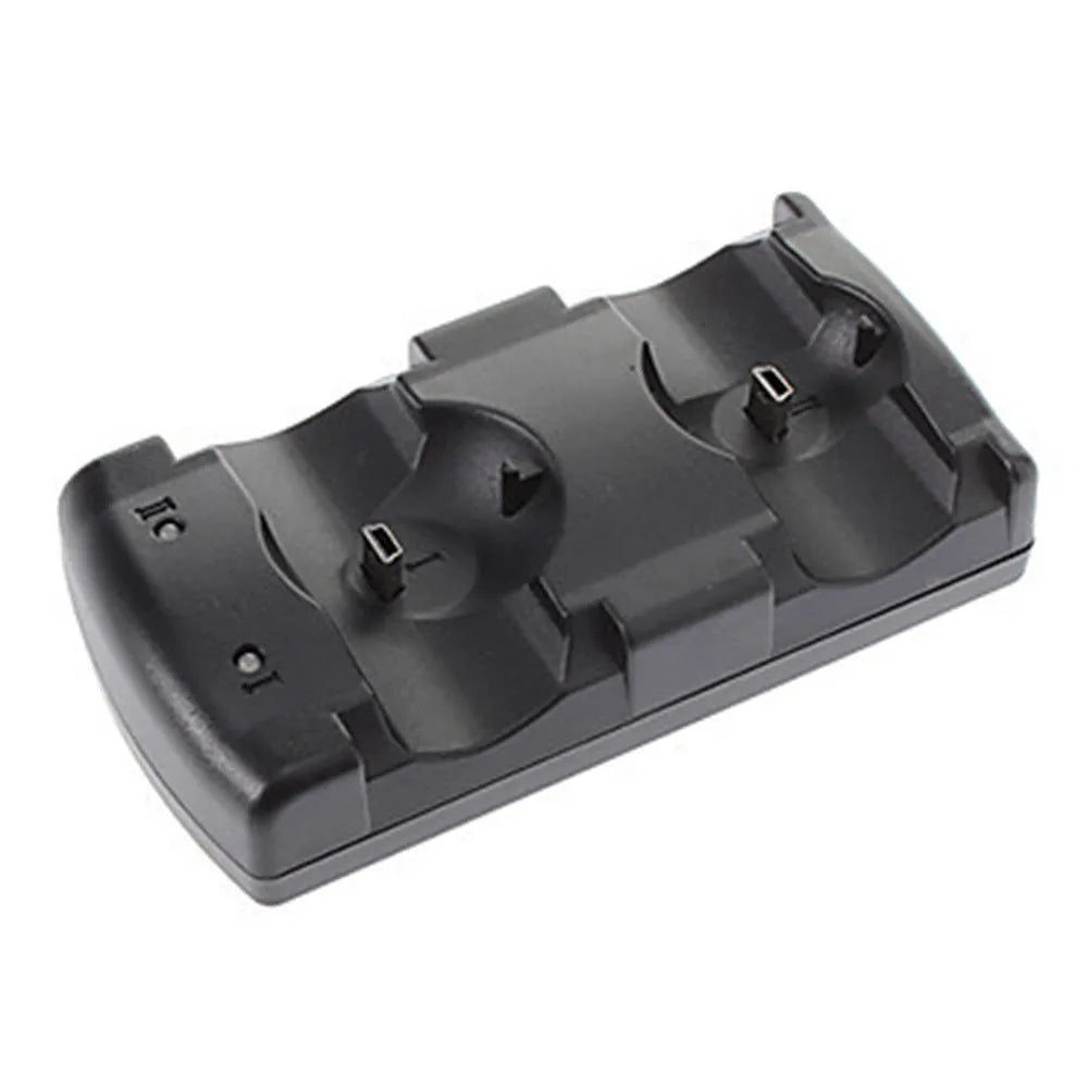 Black PS3 two-in-one wireless charging base for original PlayStation 3 controllers with USB connection