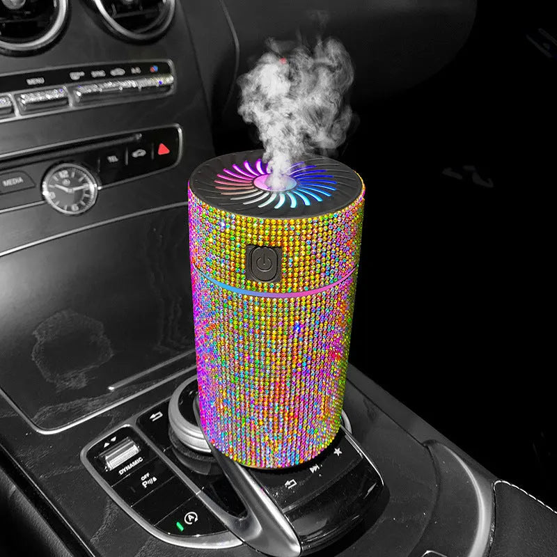 Diamond-shaped car humidifier with air purifier function in multiple colour options