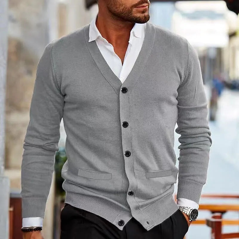 Men's slim fit acrylic cardigan sweater in various colours for autumn winter wear