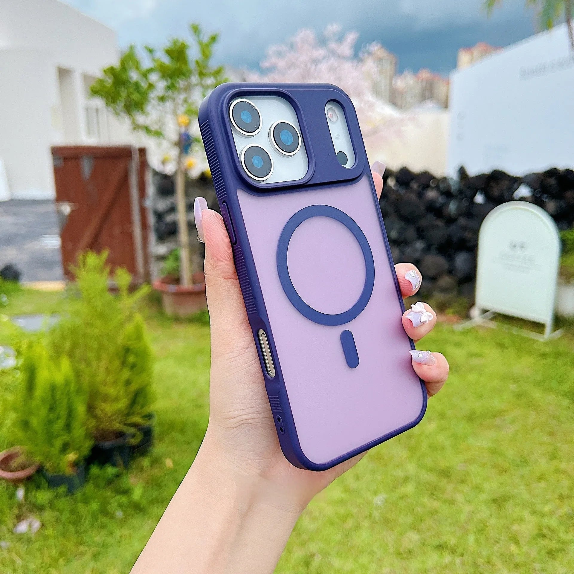 Magnetic matte iPhone case with frosted finish for Apple 14-17 Pro models in five colour options