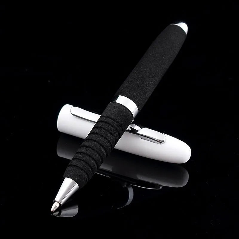 EVA metal cap mini ballpoint pen with 1.0mm tip, shown in silver with bright black refill.