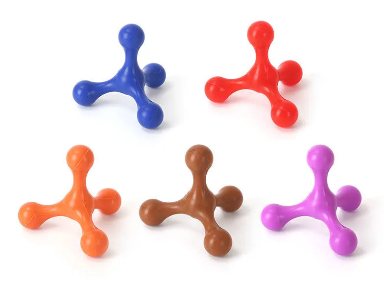 9.5cm beef-flavoured silicone three-legged bone chew toy for small medium breed puppies in assorted colours