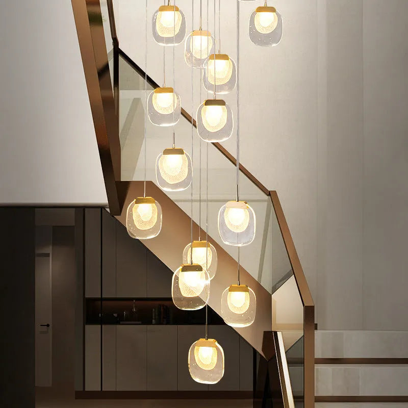 Gold 6-head crystal LED chandelier with stainless steel chassis, 600mm fixture, 150cm adjustable cable